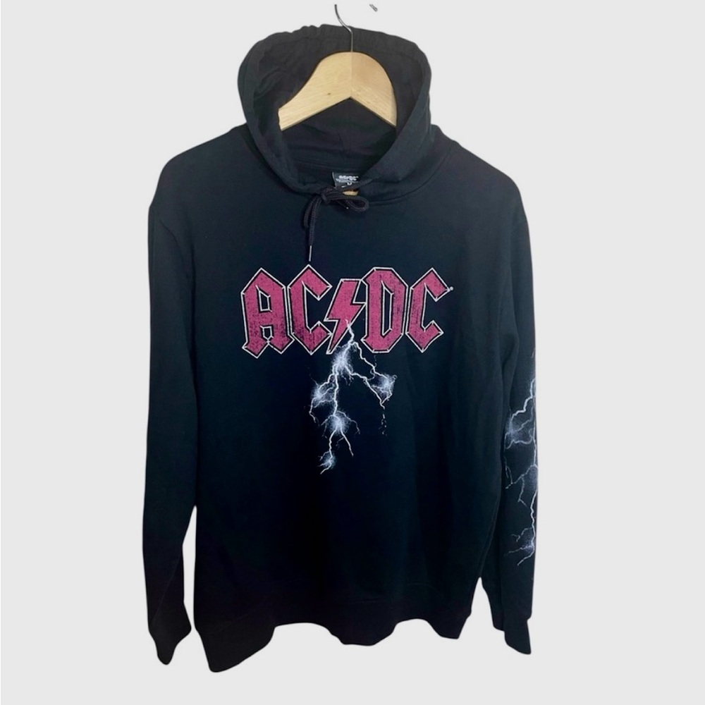 AC/DC 2023 Licensed Lightning Hoodie Black Rock Band Skater Sweatshirt Men’s M/L